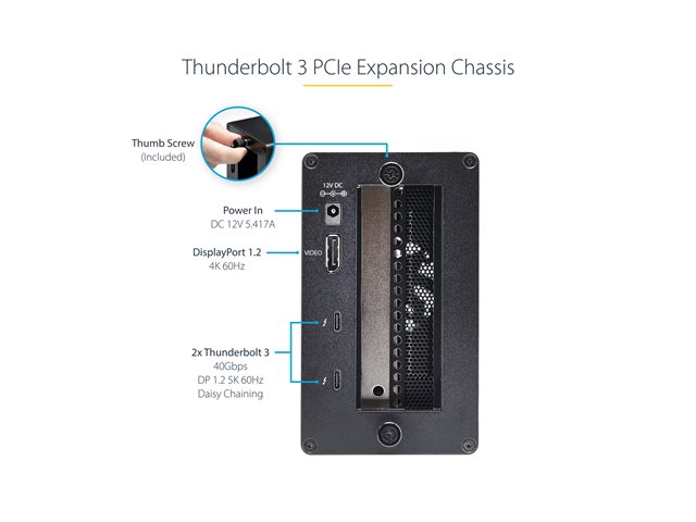 Elara StarTech.com Thunderbolt 3 PCIe Expansion Chassis External Enclosure Box With 1x PCI-Express Slot 5K/4K Output Via TB3/DP Ports TAA