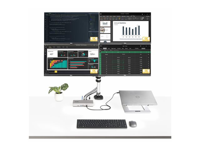 Elara StarTech.com Thunderbolt 4 Multi-Display Docking Station Quad/Triple/Dual Monitor Dock 2x HDMI/2x DisplayPort 7x USB Hub 2.5 Gigabit Ethernet 98W