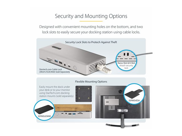 elara StarTech.com Thunderbolt 4 Multi-Display Docking Station Quad/Triple/Dual Monitor Dock 2x HDMI/2x DisplayPort 7x USB Hub 2.5 Gigabit Ethernet 98W