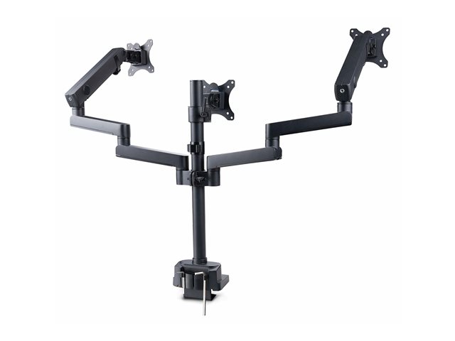 Elara StarTech.com Triple Monitor Desk Mount For Up To Three 27in Screens VESA 75x75/100x100 Tool-Less Arm Adjustments C-Clamp/Grommet Mount Spring-Assi