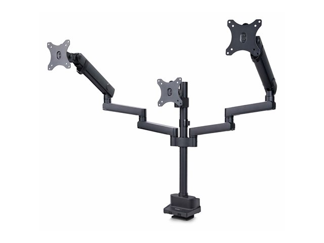 elara StarTech.com Triple Monitor Desk Mount For Up To Three 27in Screens VESA 75x75/100x100 Tool-Less Arm Adjustments C-Clamp/Grommet Mount Spring-Assi