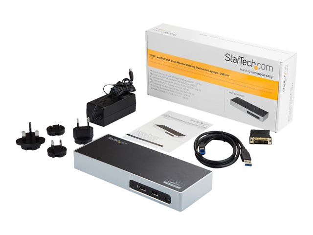 Elara StarTech.com USB 3.0 Docking Station Dual Monitor Laptop Docking Station With HDMI & DVI/VGA Video 6-port USB 3.1 Gen 1 5Gbps Hub GbE Audio Unive