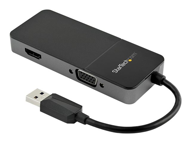 elara StarTech.com USB 3.0 to HDMI and VGA Adapter 4K/1080p USB Type-A Dual Monitor Multiport Adapter Converter External Video Graphics Card for Multiple