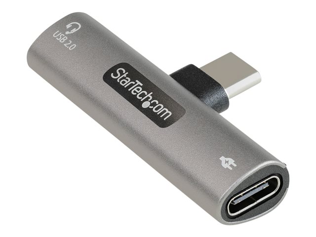 elara StarTech.com USB C Audio & Charge Adapter USB-C Audio Adapter with USB-C Audio Headphone/Headset Port and 60W USB Type-C Power Delivery Pass-through