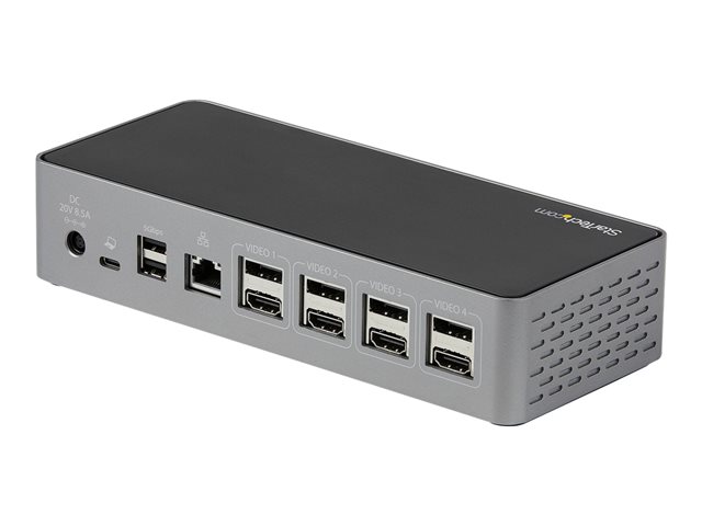 Elara StarTech.com USB-C Dock 4K 60Hz Quad Monitor DisplayPort & HDMI Universal USB C Docking Station With 100W Power Delivery Charging USB Hub W/ 1x USB