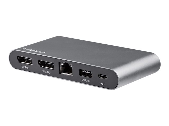 elara StarTech.com USB C Dock 4K Dual Monitor DisplayPort Mini Laptop Docking Station 100W Power Delivery Passthrough GbE 2-Port USB-A Hub USB Type-C