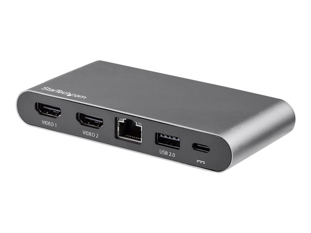 elara StarTech.com USB C Dock 4K Dual Monitor HDMI Display Mini Laptop Docking Station 100W Power Delivery Passthrough GbE 2-Port USB-A Hub USB Type-C
