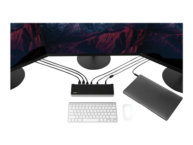 elara StarTech.com USB-C Dock 4K Triple Monitor USB Type-C Docking Station with Dual DisplayPort & HDMI 100W Power Delivery + Charging USB 3.0/3.1 Gen 1