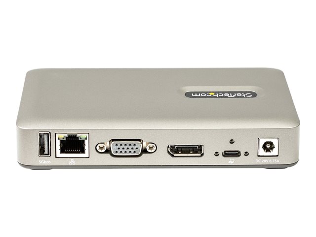 Elara StarTech.com USB C Dock USB-C To DisplayPort 4K 30Hz Or VGA Mini USB-C Laptop Docking Station With 65W Power Delivery Pass-Through Charging 4-Port