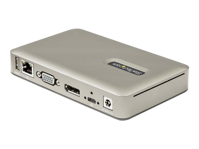 Elara StarTech.com USB C Dock USB-C To DisplayPort 4K 30Hz Or VGA Mini USB-C Laptop Docking Station With 65W Power Delivery Pass-Through Charging 4-Port