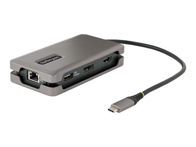 Elara StarTech.com USB-C Multiport Adapter 4K 60Hz HDMI/DP Video 3-Port USB Hub 100W Power Delivery Pass-Through GbE USB Type-C Travel Dock W/ Charging