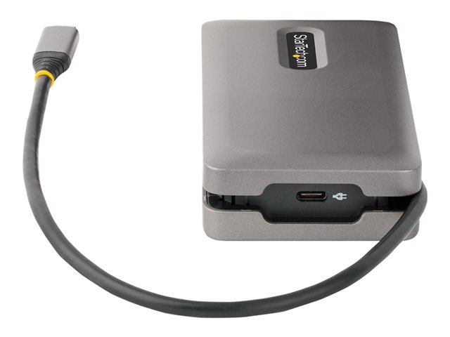 elara StarTech.com USB-C Multiport Adapter 4K 60Hz HDMI/DP Video 3-Port USB Hub 100W Power Delivery Pass-Through GbE USB Type-C Travel Dock w/ Charging