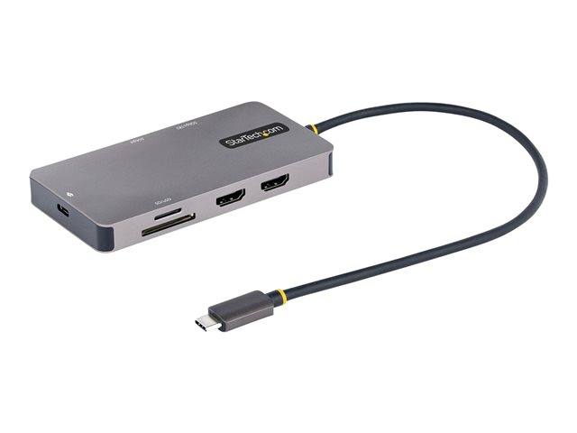 elara StarTech.com USB C Multiport Adapter Dual HDMI Video 4K 60Hz 2-Port 5Gbps USB-A Hub 100W Power Delivery Charging GbE SD/MicroSD USB Type-C Mini