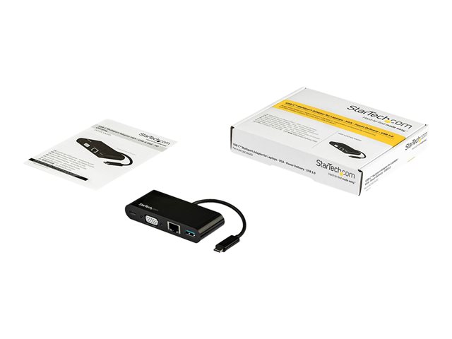 Elara StarTech.com USB C Multiport Adapter Mini USB-C Dock With Single Monitor VGA 1080p Video 60W Power Delivery Passthrough USB 3.1 Gen 1 Type-A 5Gbps