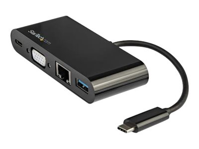 elara StarTech.com USB C Multiport Adapter Mini USB-C Dock with Single Monitor VGA 1080p Video 60W Power Delivery Passthrough USB 3.1 Gen 1 Type-A 5Gbps