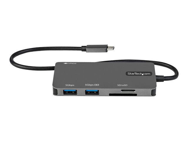 Elara StarTech.com USB C Multiport Adapter USB-C To 4K 30Hz HDMI 100W Power Delivery Pass-through SD/MicroSD Slot 3-Port USB 3.0 Hub USB Type-C Mini Do