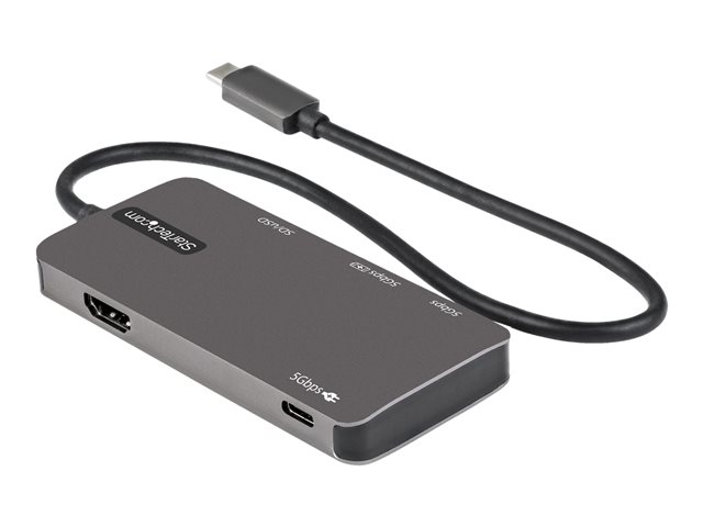 Elara StarTech.com USB C Multiport Adapter USB-C To 4K 30Hz HDMI 100W Power Delivery Pass-through SD/MicroSD Slot 3-Port USB 3.0 Hub USB Type-C Mini Do