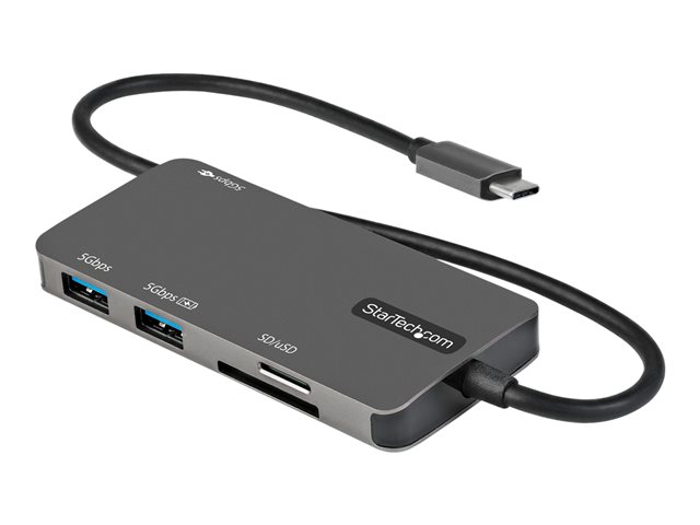elara StarTech.com USB C Multiport Adapter USB-C to 4K 30Hz HDMI 100W Power Delivery Pass-through SD/MicroSD Slot 3-Port USB 3.0 Hub USB Type-C Mini Do