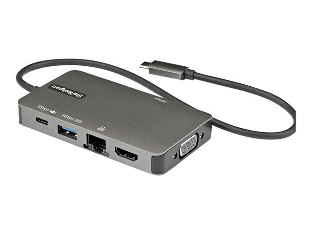 elara StarTech.com USB-C Multiport Adapter USB-C to 4K 30Hz HDMI or 1080p VGA USB Type-C Mini Dock with 100W Power Delivery Passthrough 3-Port USB 3.0 Hu