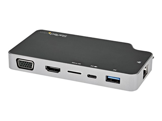 Elara StarTech.com USB C Multiport Adapter USB-C To 4K HDMI Or VGA Display/Video/Monitor With 100W Power Delivery Pass-through 10Gbps USB Hub MicroSD Et