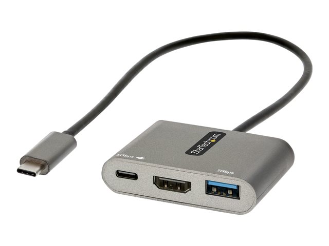 elara StarTech.com USB C Multiport Adapter USB-C to HDMI 4K Video 100W Power Delivery Passthrough Charging 2-Port USB 3.0 Hub 5Gbps (1xType-C/1xA) USB-C