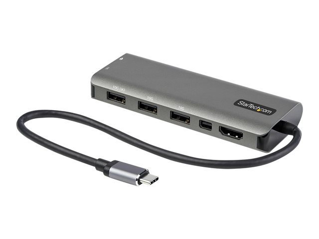 elara StarTech.com USB C Multiport Adapter USB-C to HDMI or Mini DisplayPort 4K 60Hz 100W Power Delivery Pass-Through 4-Port 10Gbps USB Hub USB Type-C M