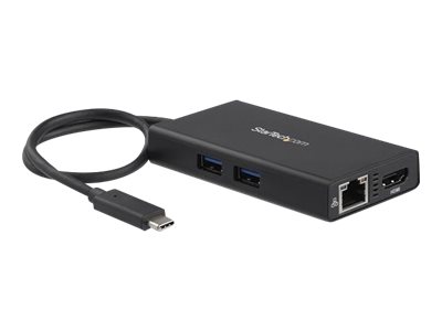 elara StarTech.com USB-C Multiport Adapter USB-C Travel Docking Station with 4K HDMI 60W Power Delivery Pass-Through Ethernet (GbE) 2x USB-A 3.0 Hub Po