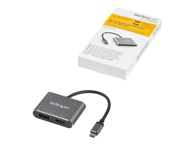Elara StarTech.com USB C Multiport Video Adapter 4K 60Hz USB-C To HDMI 2.0 Or DisplayPort 1.2 Monitor Adapter USB Type-C 2-in-1 Display Converter HDMI/DP