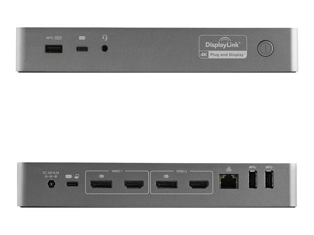 Elara StarTech.com USB-C & USB-A Dock Hybrid Universal Laptop Docking Station With 100W Power Delivery Dual Monitor 4K 60Hz HDMI & DisplayPort 4x USB 3.1
