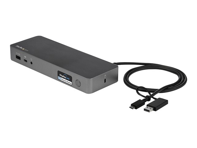elara StarTech.com USB-C & USB-A Dock Hybrid Universal Laptop Docking Station with Dual Monitor Display 4K 60Hz HDMI & DisplayPort 60W Power Delivery Gig