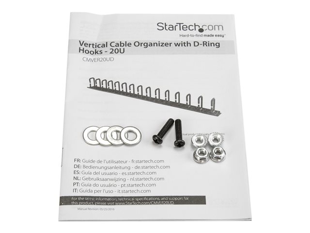 Elara StarTech.com Vertical 0U Server Rack Cable Management W/ D-Ring Hooks