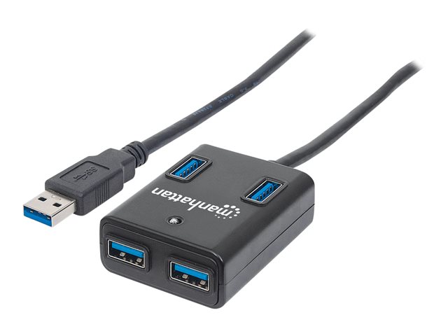 elara Manhattan USB-A 4-Port Hub 4x USB-A Ports 5 Gbps (USB 3.2 Gen1 aka USB 3.0) Bus Power Fast charging x1 Port up to 0.9A or x4 Ports with power jack