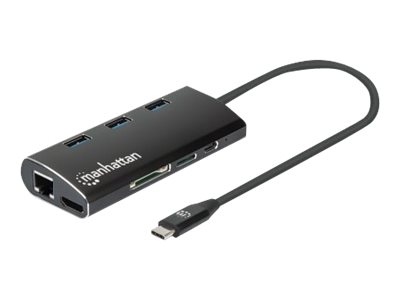 Elara Manhattan USB-C Dock/Hub With Card Reader Ports (x6): Ethernet HDMI USB-A (x3) And USB-C With Power Delivery (100W) To USB-C Port (Note Additional
