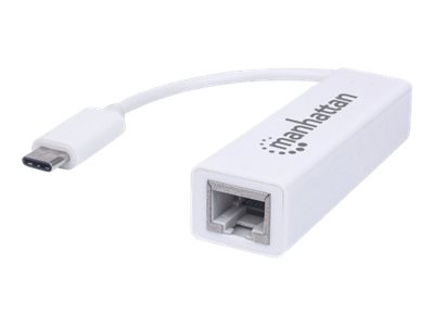 elara Manhattan USB-C to Gigabit (10/100/1000 Mbps) Network Adapter White supports up to 2 Gbps full-duplex transfer speed RJ45 Three Year Warranty Bli