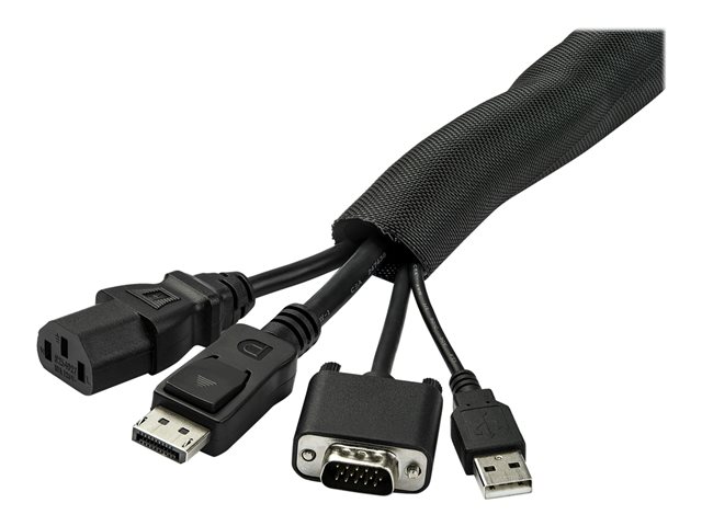 Elara StarTech.com 15' (4.6m) Cable Management Sleeve Flexible Coiled Cable Wrap 1-1.5" Diameter Expandable Sleeve Polyester Cord Manager/Protector/Conce