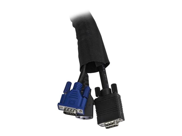 Elara StarTech.com 15' (4.6m) Cable Management Sleeve Flexible Coiled Cable Wrap 1-1.5" Diameter Expandable Sleeve Polyester Cord Manager/Protector/Conce