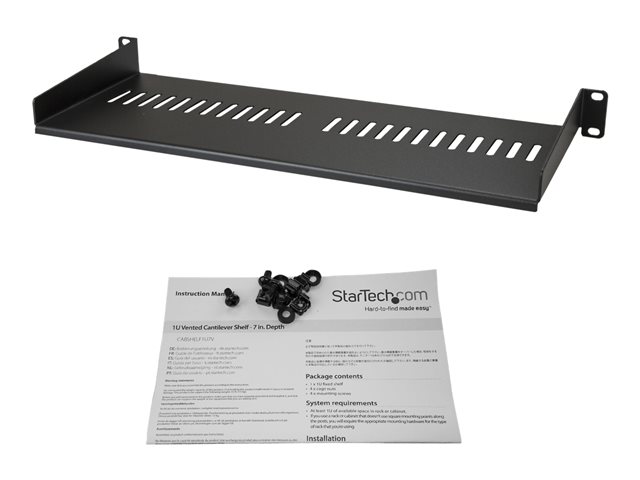 Elara StarTech.com 1U Vented Server Rack Cabinet Shelf 7in Deep Fixed Cantilever Tray Rackmount Shelf For 19" AV/Data/Network Equipment Enclosure W/ Cage