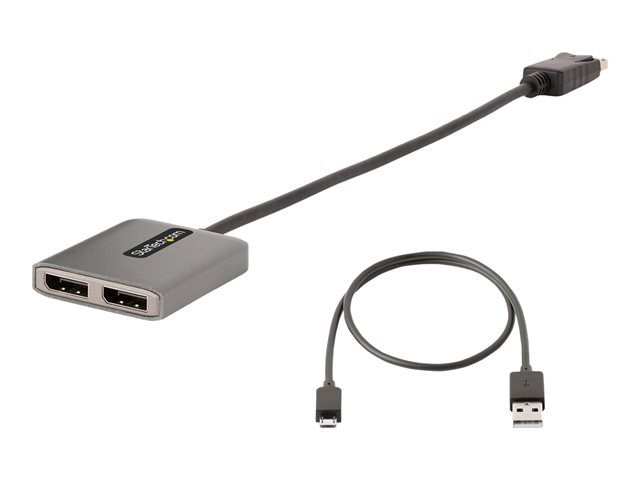 Elara StarTech.com 2-Port DisplayPort MST Hub Dual 4K 60Hz DP To 2x DisplayPort Monitor Adapter DP 1.4 Multi-Monitor Video Adapter W/ 1ft Built-in Cable