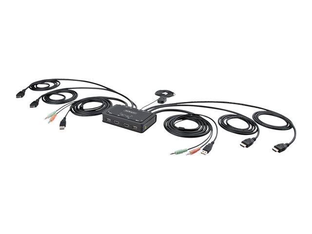 elara StarTech.com 2-Port Dual-Monitor HDMI Cable KVM Switch 4K 60Hz Compact KVM with 5ft/1.5m USB-A/HDMI/Audio Integrated Cables Bus Powered