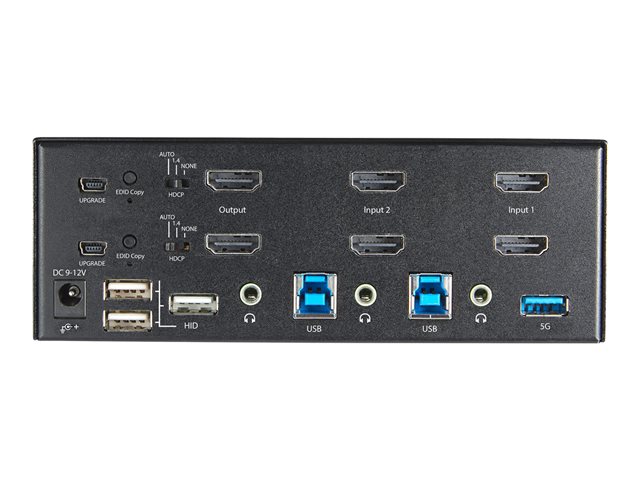 Elara StarTech.com 2 Port Dual Monitor HDMI KVM Switch 4K 60Hz Ultra HD HDR Desktop 4K HDMI 2.0 KVM Switch With 2 Port USB 3.0 Hub (5Gbps) & 4x USB 2.0 HI