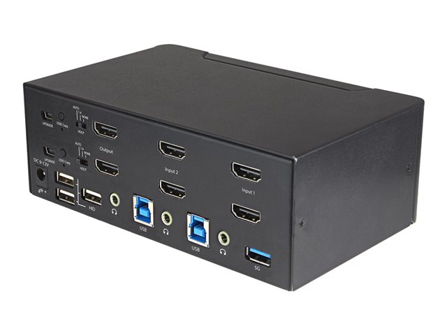 Elara StarTech.com 2 Port Dual Monitor HDMI KVM Switch 4K 60Hz Ultra HD HDR Desktop 4K HDMI 2.0 KVM Switch With 2 Port USB 3.0 Hub (5Gbps) & 4x USB 2.0 HI