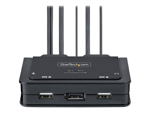 Elara StarTech.com 2-Port Hybrid USB-C DisplayPort Cable KVM Switch 4K 60Hz Compact KVM With 6ft/1.8m USB-A/DisplayPort/Audio & 4ft/1.2m USB-C Integrated
