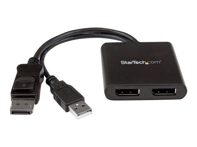 elara StarTech.com 2-Port Multi Monitor Adapter DisplayPort 1.2 MST Hub Dual 4K 30Hz or 1080p USB Bus Powered Video Splitter for Extended Desktop Mode o