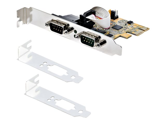 elara StarTech.com 2-Port PCI Express Serial Card Dual Port PCIe to RS232 (DB9) Serial Interface Card 16C1050 UART Standard or Low Profile Brackets COM