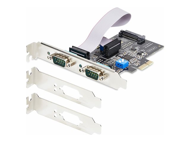 elara StarTech.com 2-Port Serial PCIe Card Dual-Port PCI Express to RS232/RS422/RS485 (DB9) Serial Card Low-Profile Brackets Incl. 16C1050 UART TAA-Comp