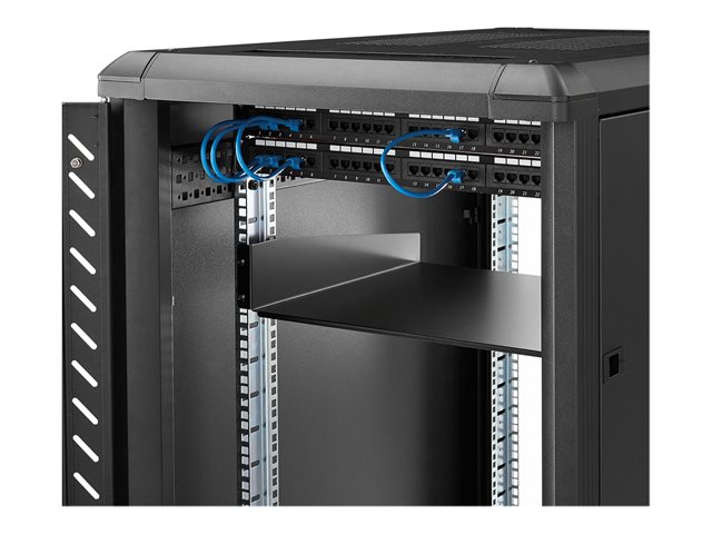 elara StarTech.com 2U Fixed Server Rack Mount Shelf 16in Deep Steel Universal Cantilever Tray for 19" AV/Data/Network Equipment Rack with Cage Nuts & Screw