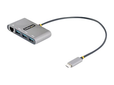 elara StarTech.com 3-Port USB-C Hub with Ethernet 3x USB-A Ports Gigabit Ethernet USB 3.0 5Gbps Bus-Powered USB Type-C Hub w/ GbE and 1ft/30cm Long Cab