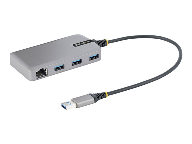 elara StarTech.com 3-Port USB Hub with Ethernet 3x USB-A Ports Gigabit Ethernet RJ45 USB 3.0 5Gbps Bus-Powered USB Hub w/ GbE and 1ft/30cm Long Cable