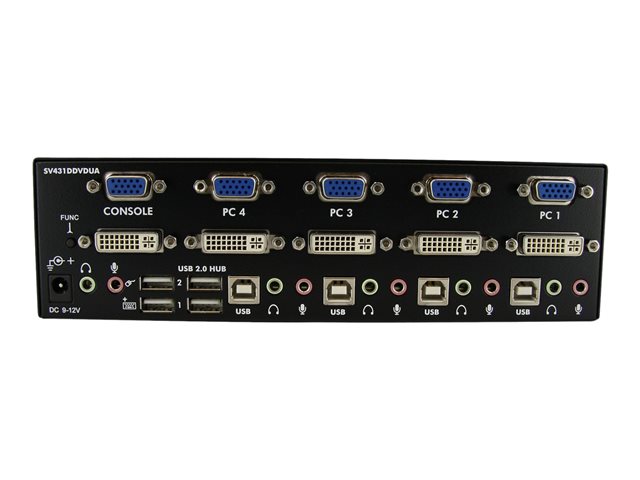 Elara StarTech.com 4 Port DVI VGA Dual Monitor KVM Switch USB With Audio And USB 2.0 Hub (SV431DDVDUA)