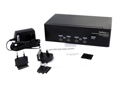 Elara StarTech.com 4 Port DVI VGA Dual Monitor KVM Switch USB With Audio And USB 2.0 Hub (SV431DDVDUA)